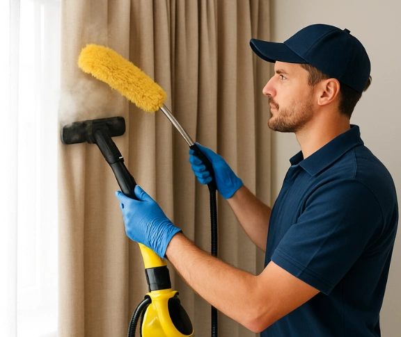 Trusted curtain steam cleaning technician Matty Curtain Cleaning windaroo QLD